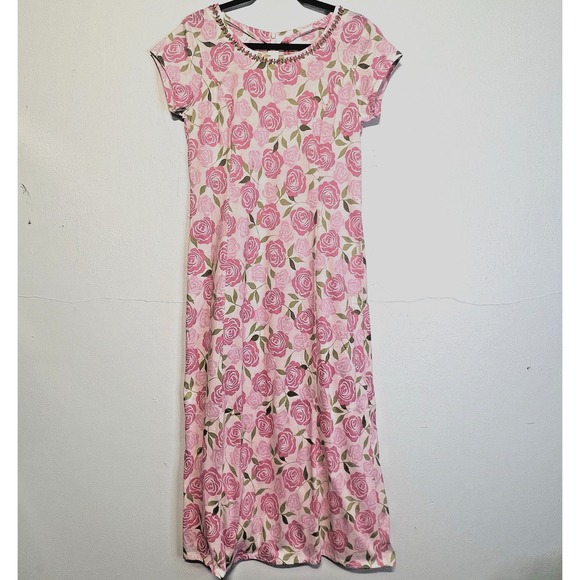 Hanna Andersson Dresses & Skirts - Hanna Andersson Floral Knit Midi Dress Bright Pink Size S Cotton